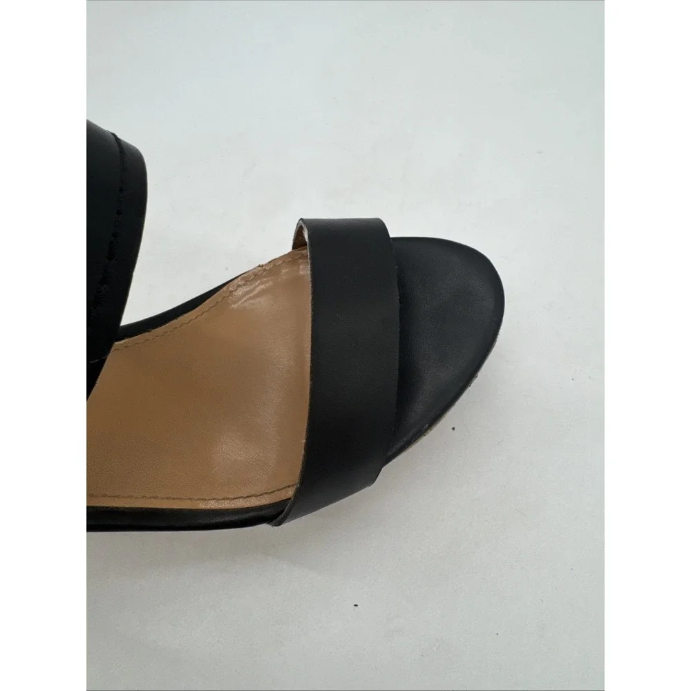 Tommy Hilfiger Cork Wedge Sandals Twmadasen Black Size 7.5